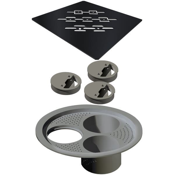 Ralo Quadrado Inox 304 Grande Preto Fosco Novii