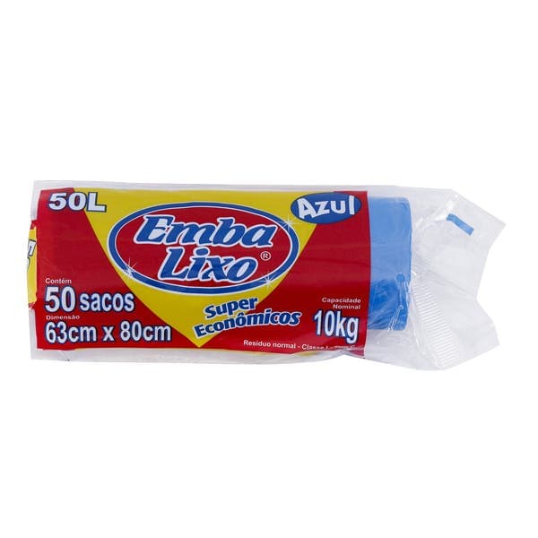 Sacos de Lixo Azul 50L Contém 50 Sacos Embalixo