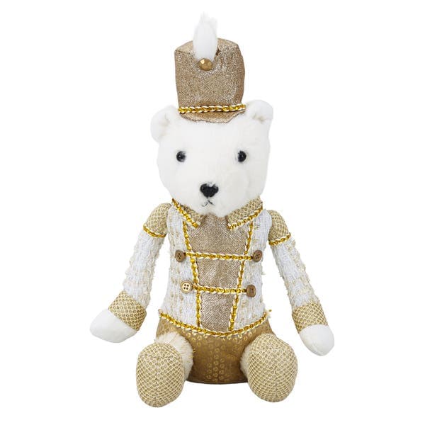 Urso de Pelúcia de Natal Ouro Cromus 30x18,5cm