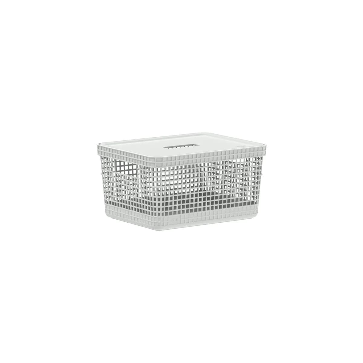 Cesto organizador Ou 8L com tampa Linha Grid — Branco Oceano