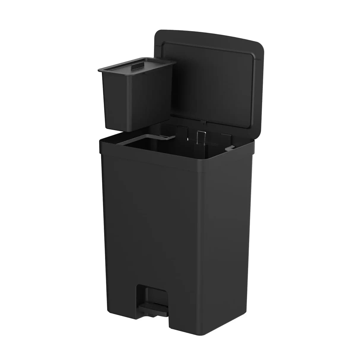 Lixeira com pedal Ou 46L + 4L Linha Trium — Preto