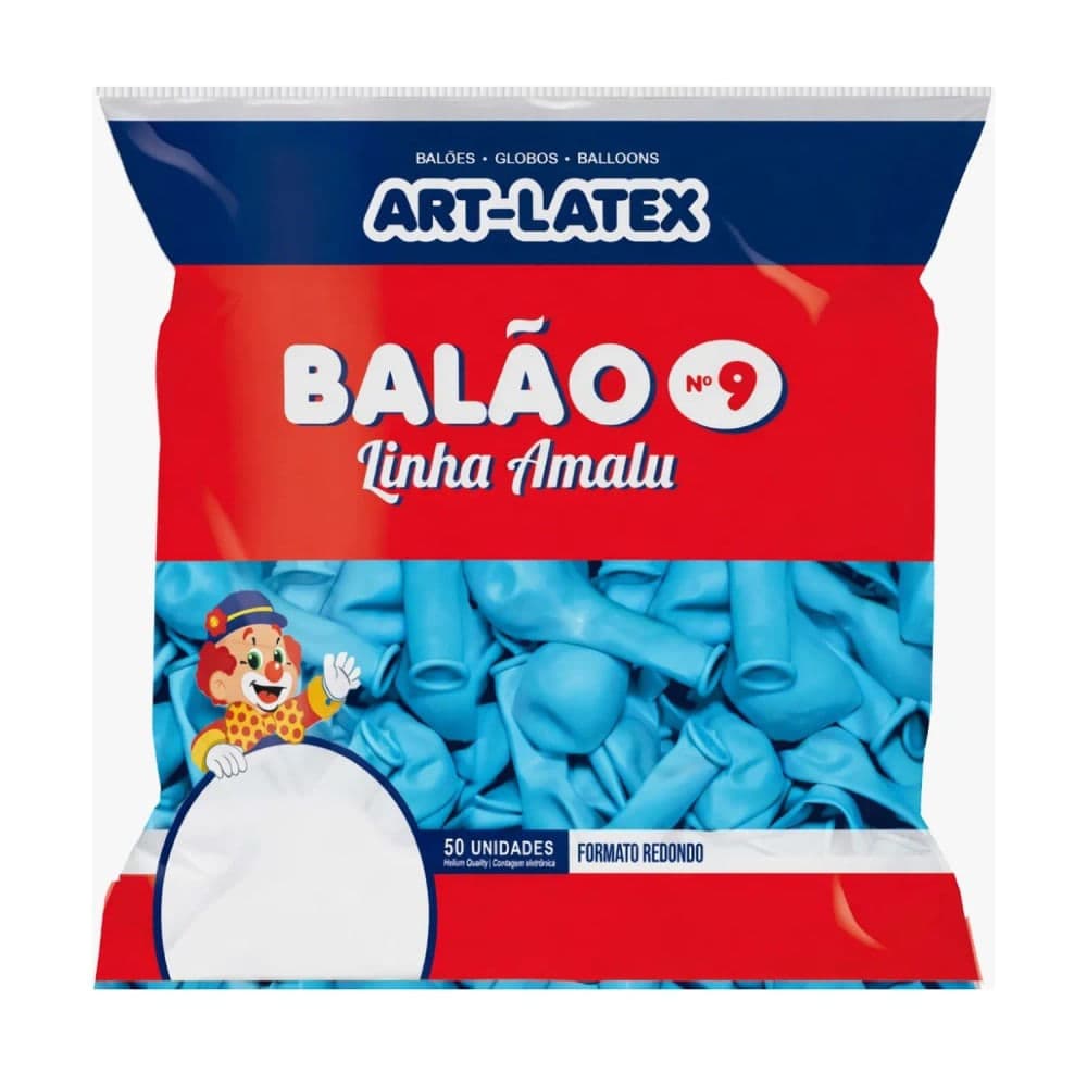 Balão Redondo 50 Unidades 9" Azul - Art Latex