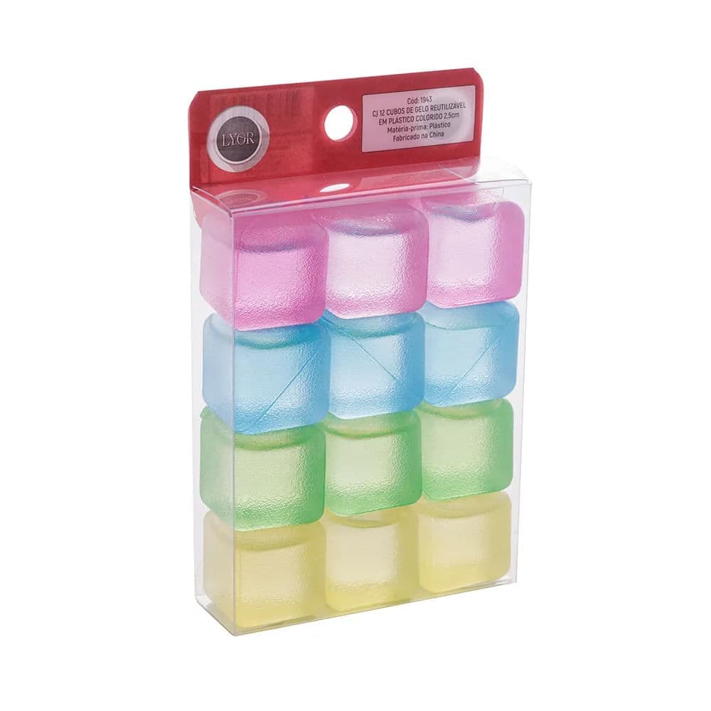 Conjunto Cubos Gelo 12 Peças Colorido - Lyor