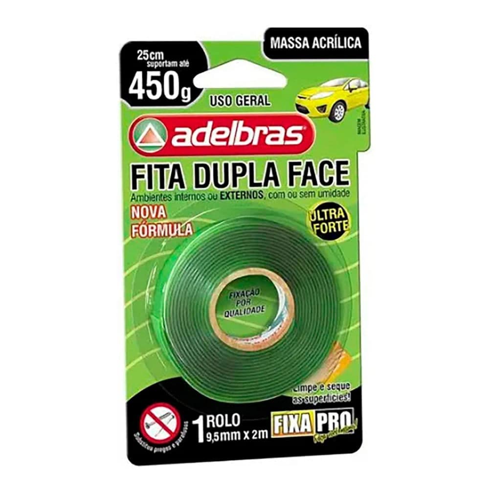 Fita Dupla Face 9,5mmx2m Acrilica - Adelbras
