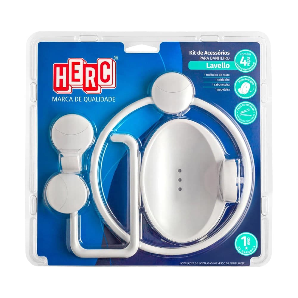 Kit Banheiro Lavello 4 Peças Branco - Herc
