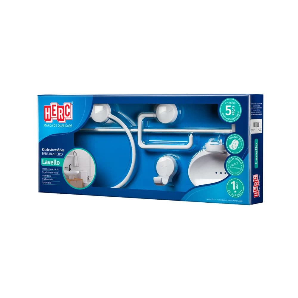 Kit Banheiro Lavello 5 Peças Branco - Herc