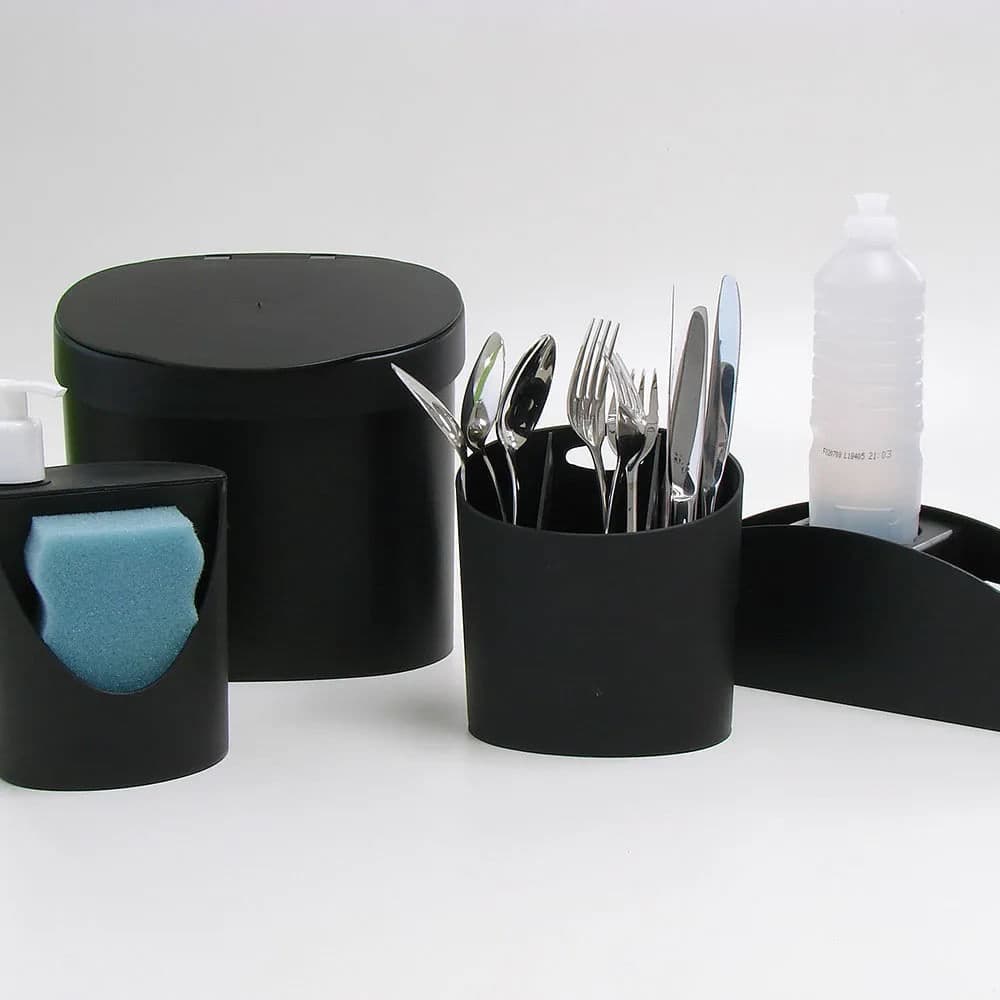 Porta Talheres Oval Preto - Coza