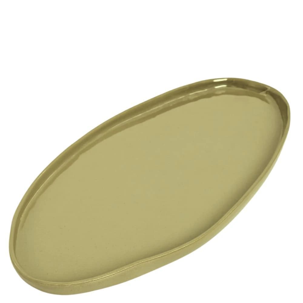 Bandeja de Cerâmica Verde Oliva 57x27cm