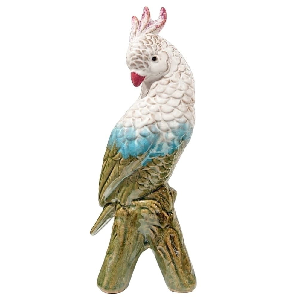 Cacatua Decorativa de Porcelana Tie Dye 31x12cm