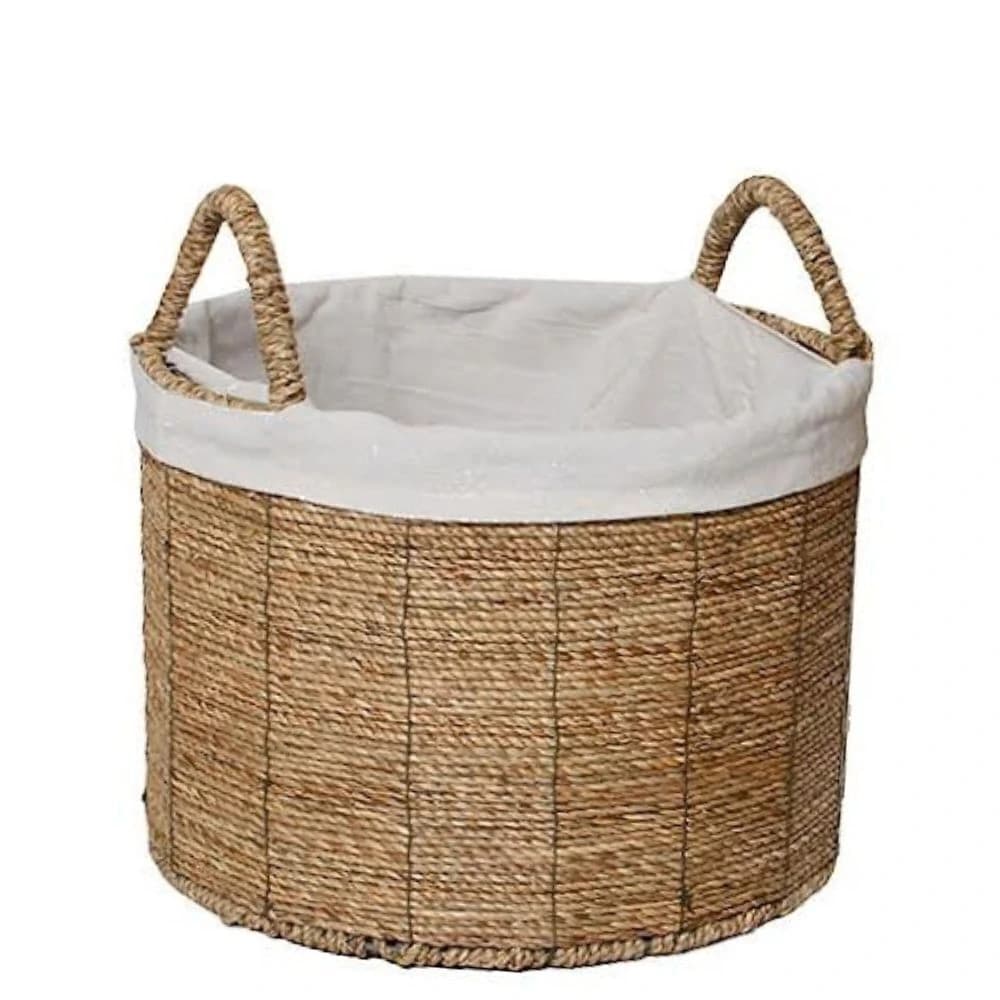 Cesto de Fibra Natural e Tecido 36x26cm