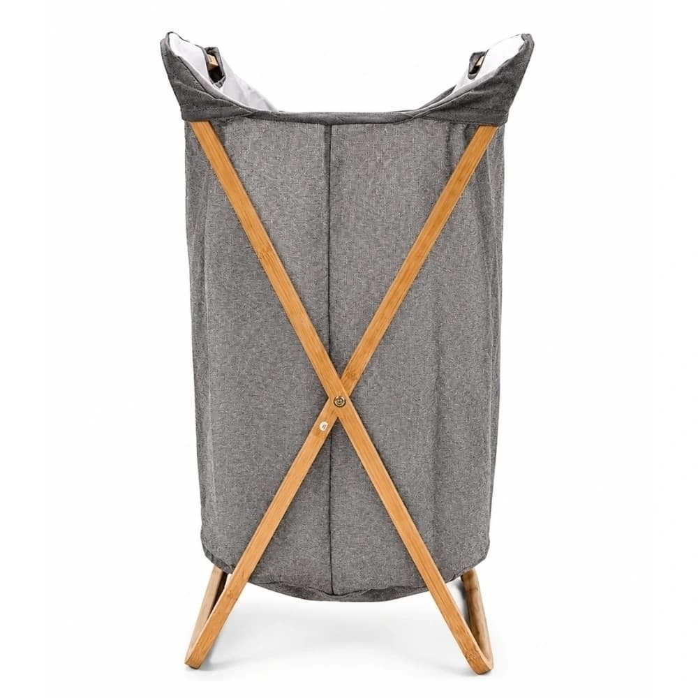 Cesto de Roupa de Bambu e Tecido 35x40x70cm