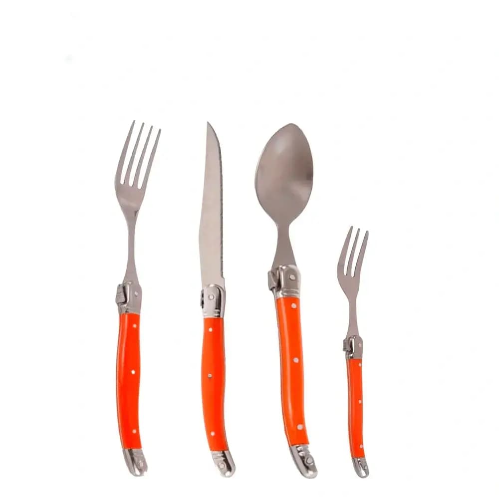 Faqueiro de Aço Inox Laguiole Laranja 24pçs