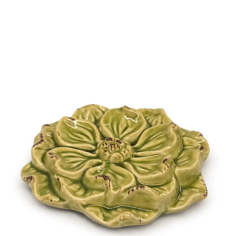 Flor de Lótus Decorativa de Porcelana Verde 10cm
