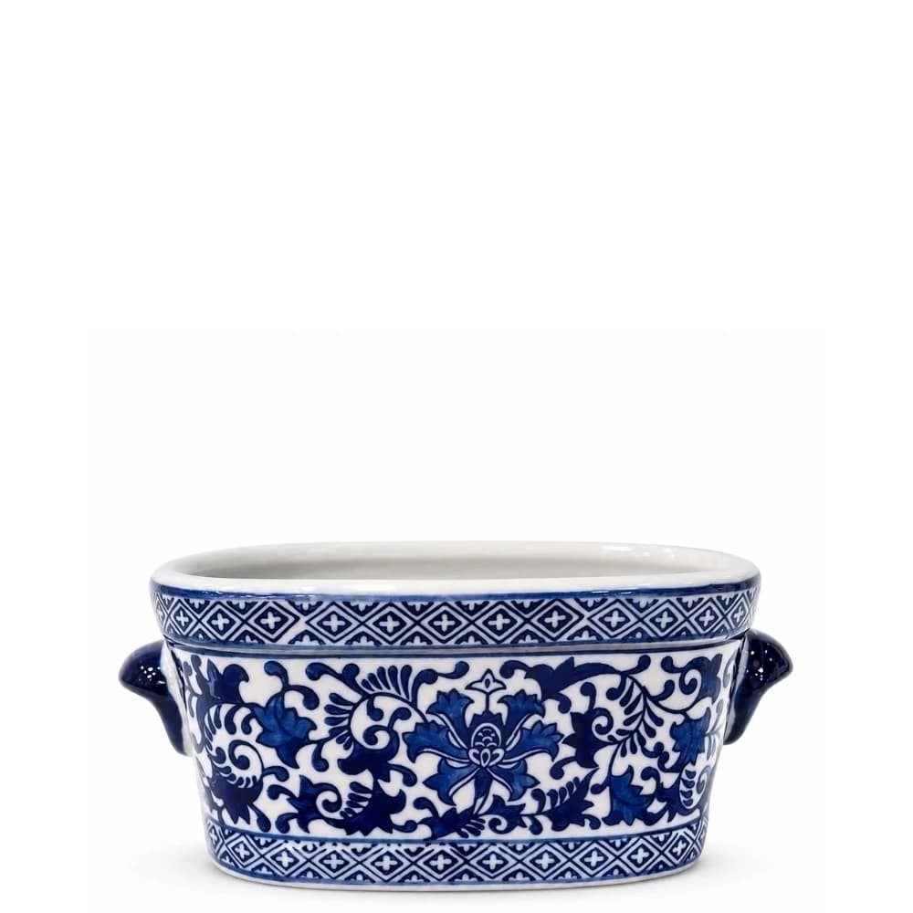 Floreira de Porcelana Jardin Bleu 21x13x10cm