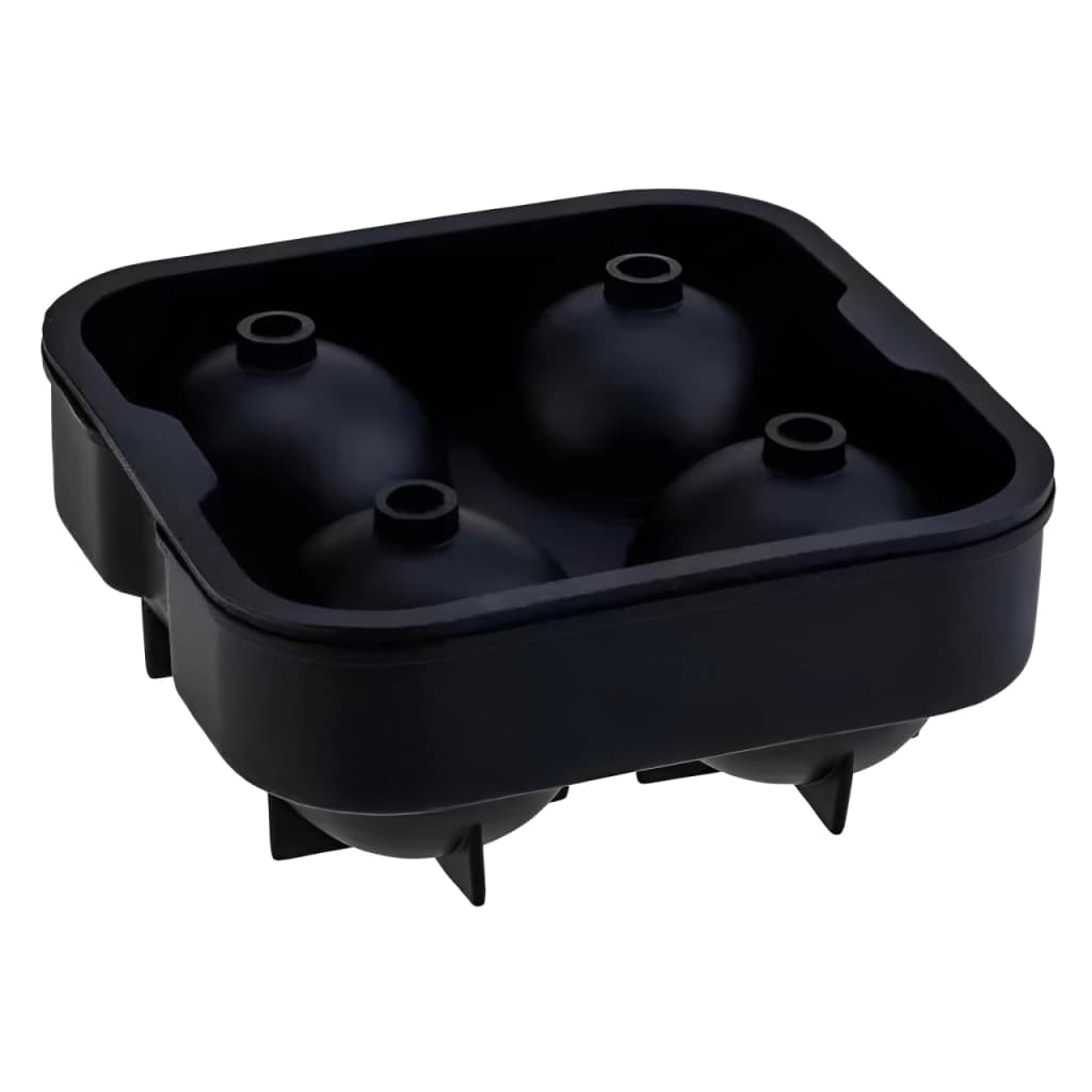Forma para Gelo de Silicone Esfera Preta 4 Cubos