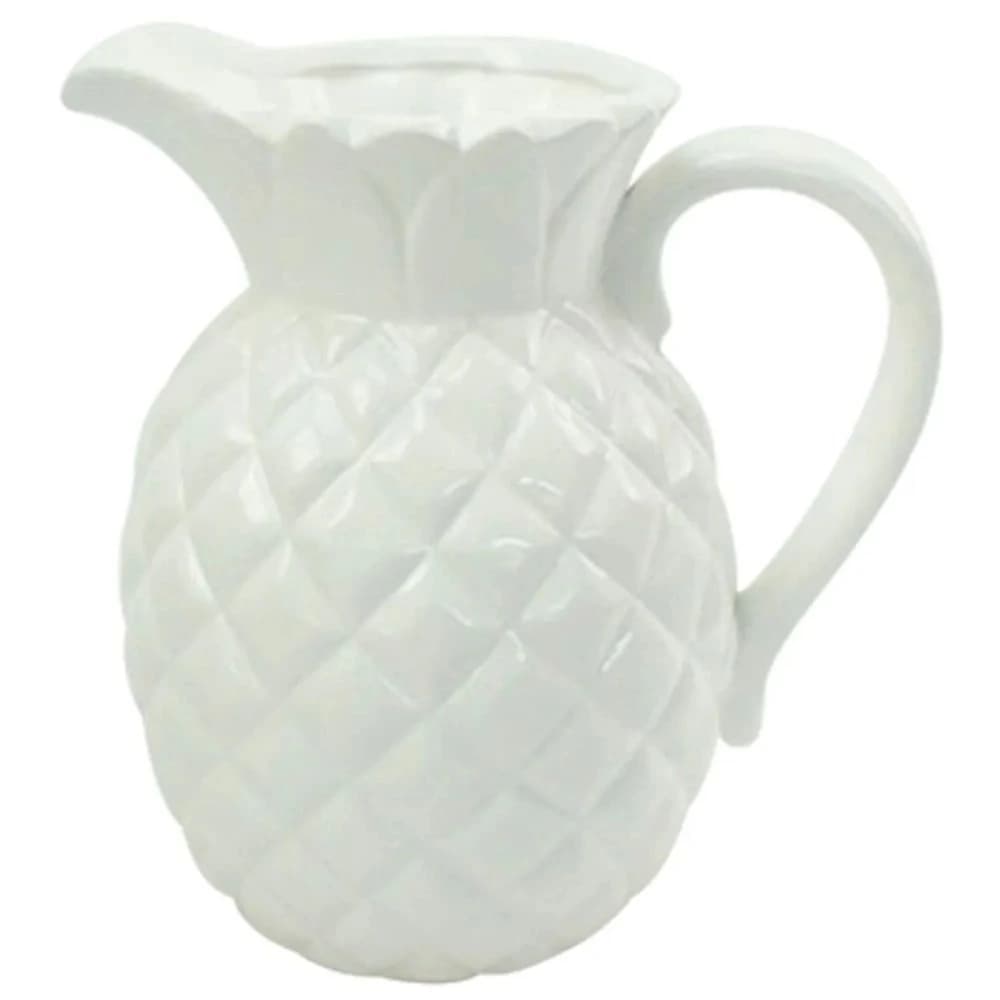 Jarra de Cerâmica Decorativa Abacaxi Branca