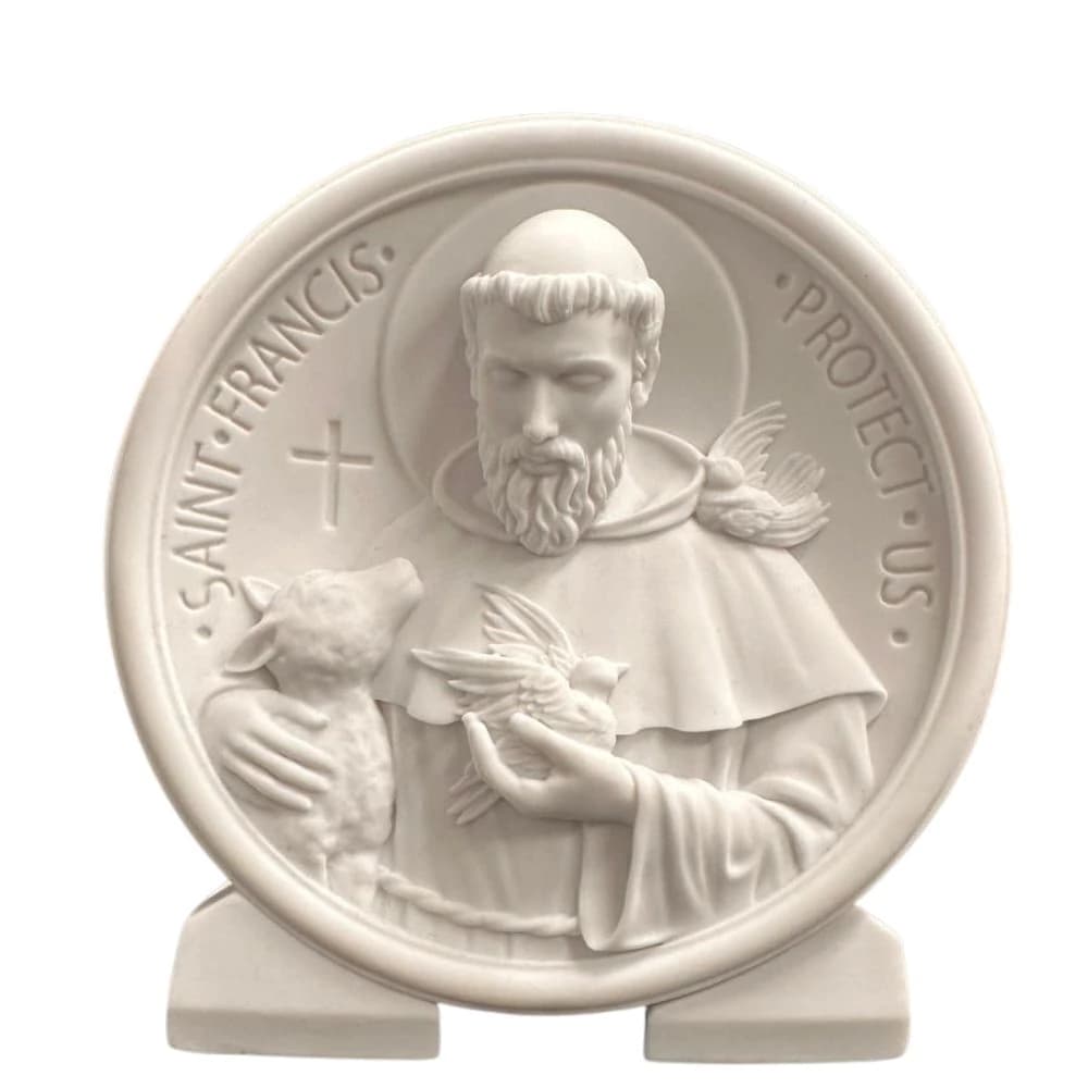 Medalha São Francisco em Pó de Mármore 15cm