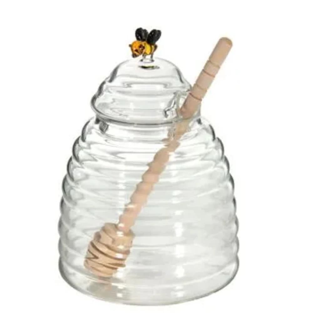 Meleira de Vidro com Colher Little Bee 14x10cm