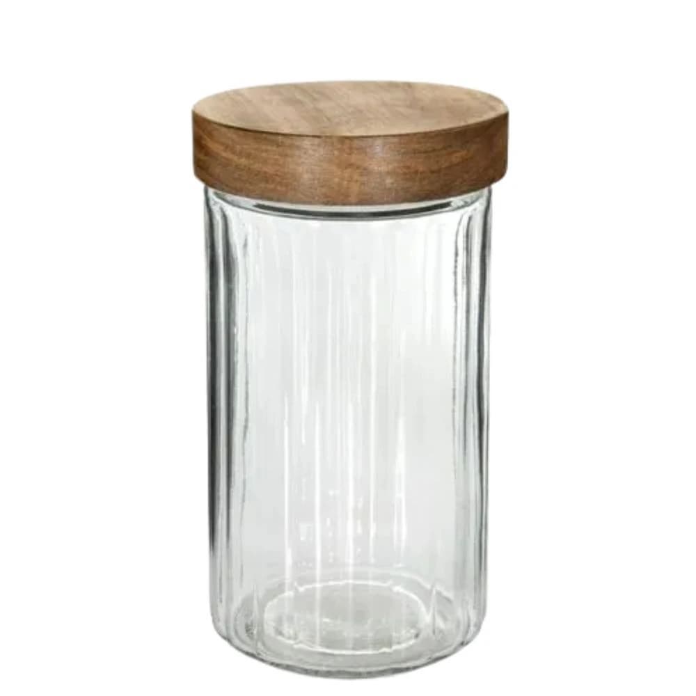 Pote Hermético de Vidro e Tampa de Madeira 1,8l