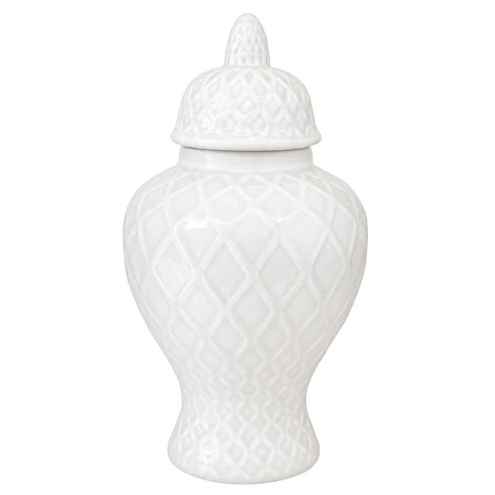 Potiche de Porcelana com Tampa Siena Branco 40cm