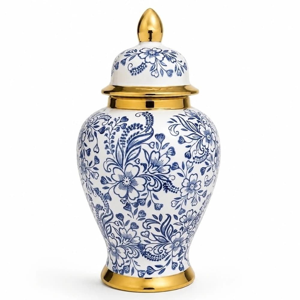 Potiche de Porcelana Jardin Bleu 40x20cm