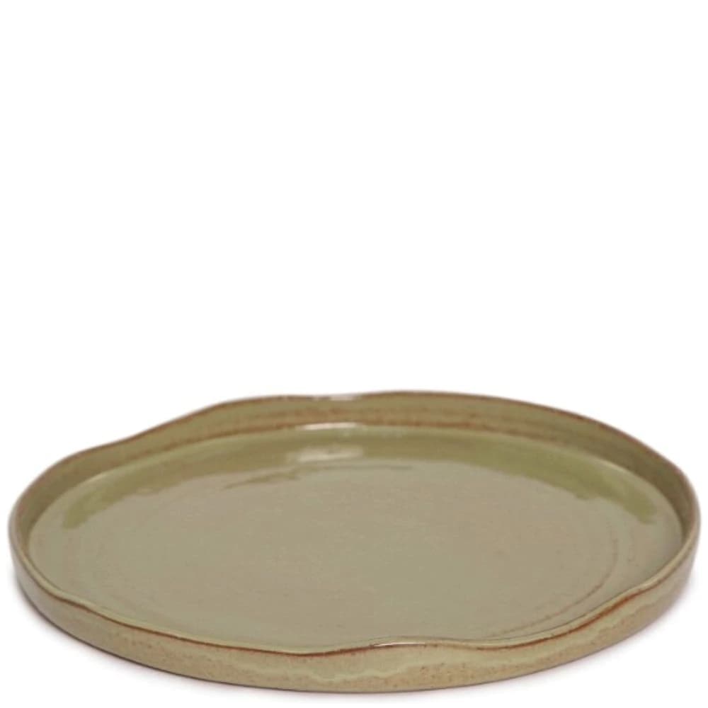 Prato com Borda de Cerâmica Verde Oliva 25cm
