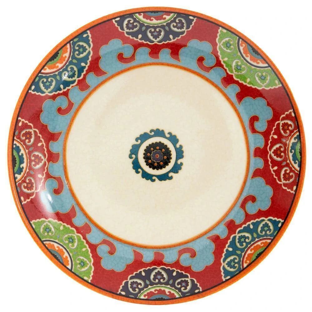 Prato Raso de Cerâmica Jaipur Vermelho 27cm