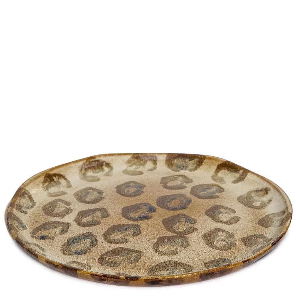 Prato Raso de Cerâmica Leopardo 25cm