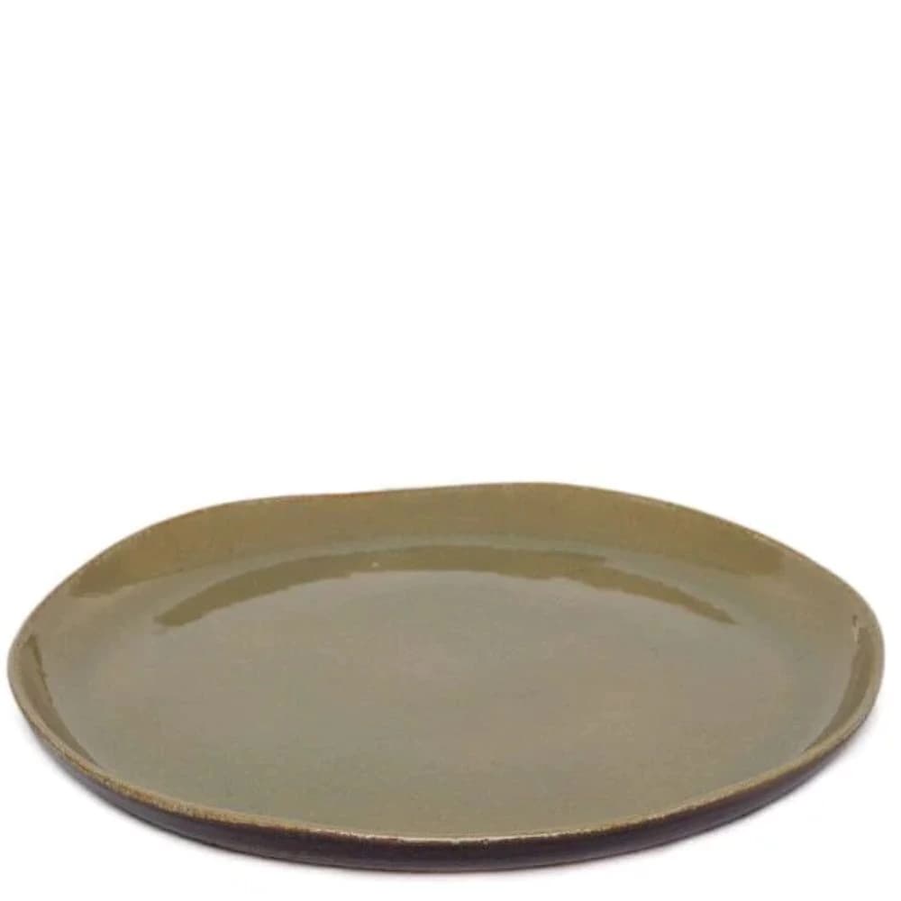Prato Raso de Cerâmica Verde Oliva 25cm