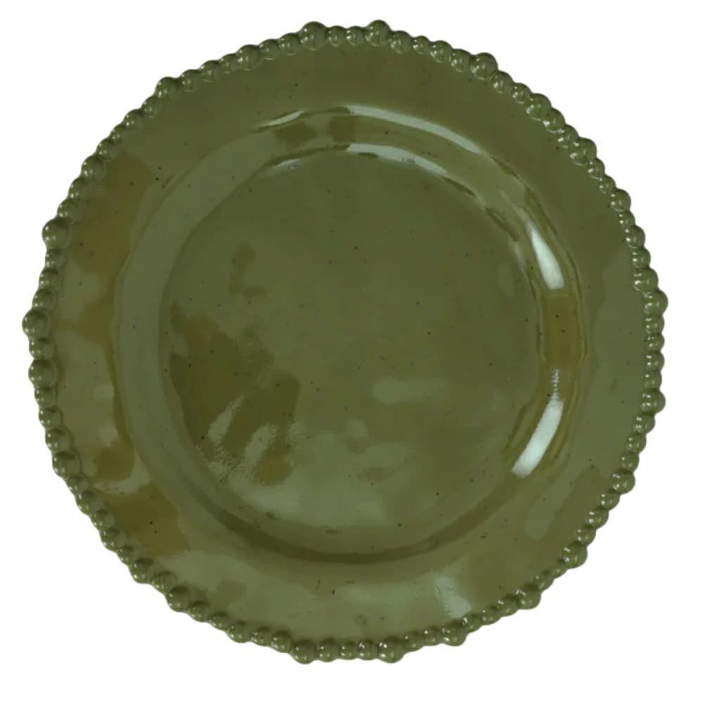 Prato Raso de Melamina Beads Verde 27cm 6pçs