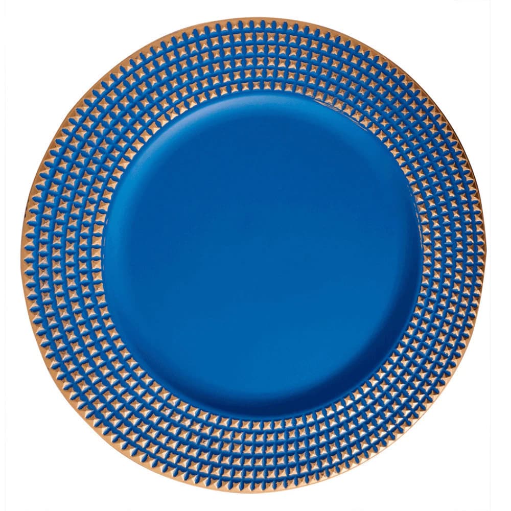 Sousplat Azul e Dourado 33cm 6pçs