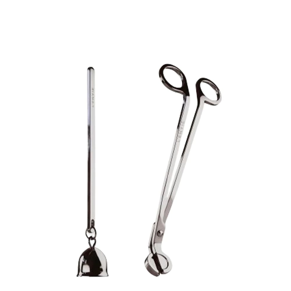 Abafador e Aparador para Vela de Aço Inox Lenvie Prata 18cm 2pçs