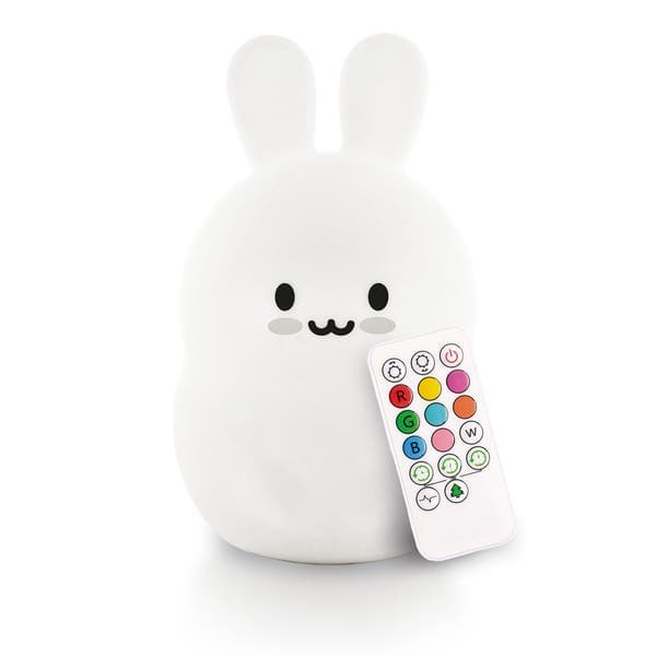 Abajur Branco LED Coelho Luz RGB Silicone Pet Light MCM Gold