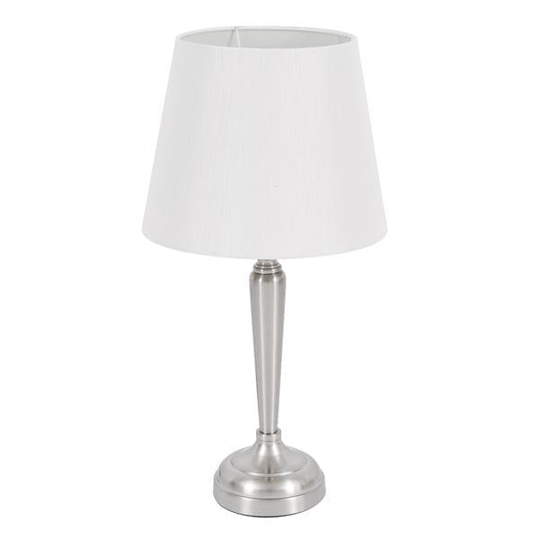Abajur Prata Metal e Tecido Decor Inspire