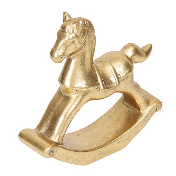 Adorno Cavalo para Árvore Cerâmica Ouro 23x6,5x24,5cm Cromus