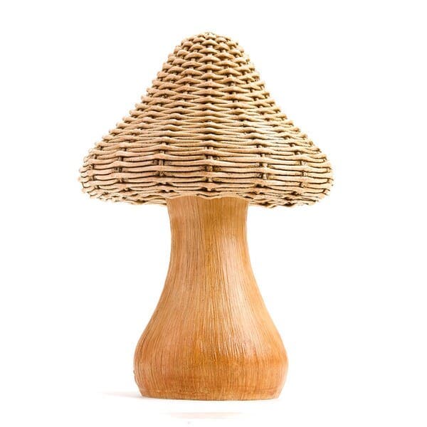 Adorno Cogumelo para Mesa Resina Marrom Claro 20x14x14cm Cromus