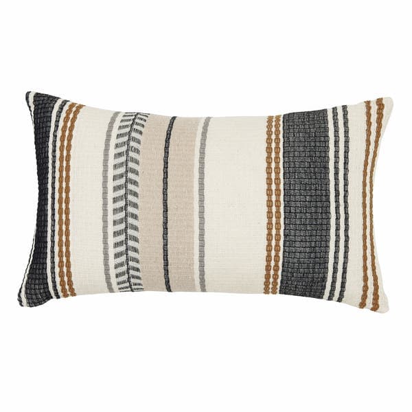 Almofada Retangular Listrado Tecido Bege 30x45 cm