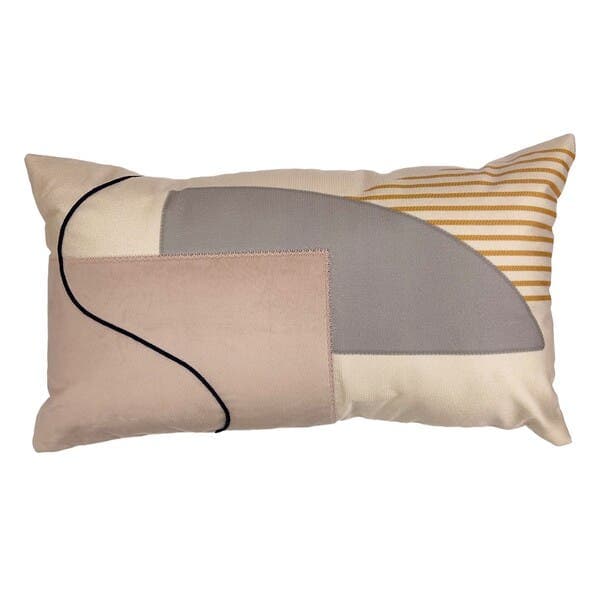 Almofada Retangular Velveteen Cinza e Rose 28X48cm Belchior