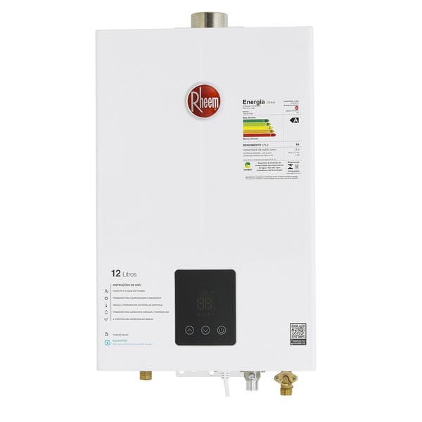 Aquecedor de Água a Gás Rheem 12L/min GN Branco Digital