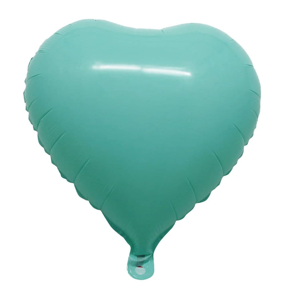 Balão de Coração Macaron Azul Tiffany 18 Polegadas - Silver Plastic