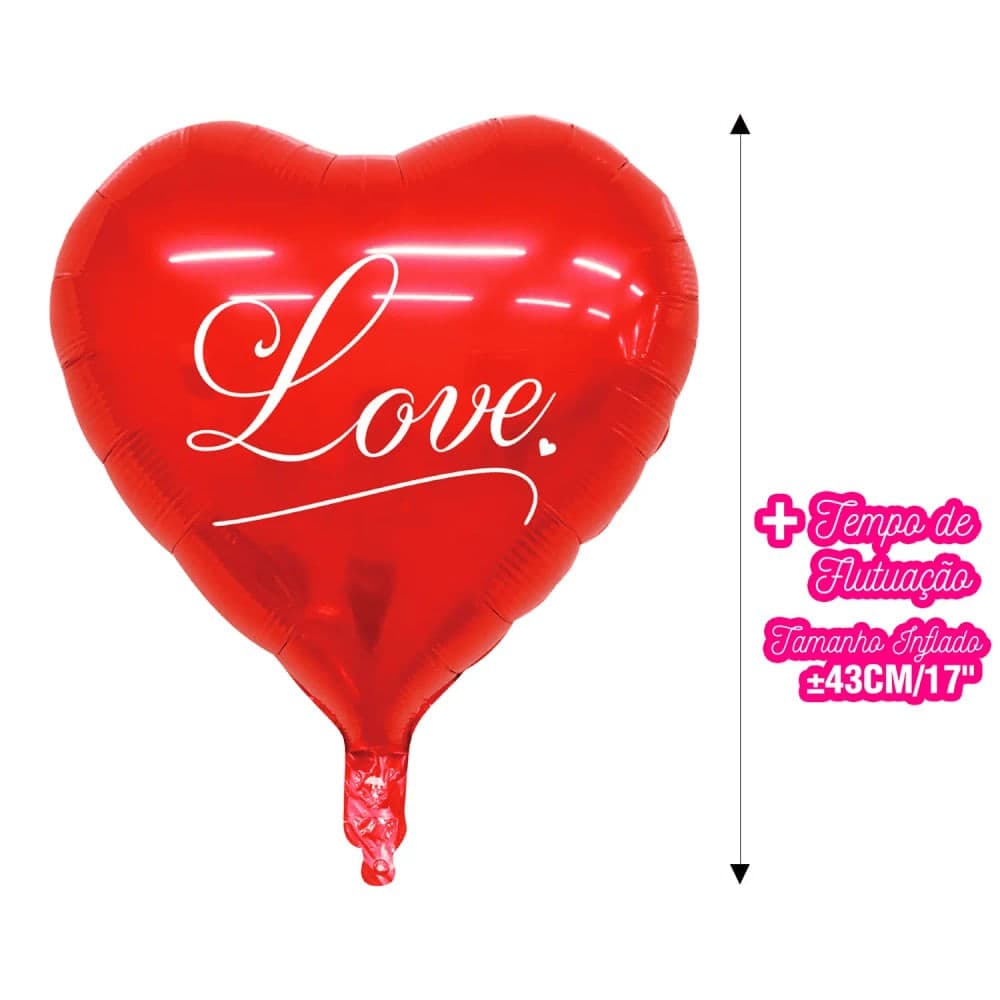 Balão Metalizado Coração Love 18 Polegadas - Silver Festas