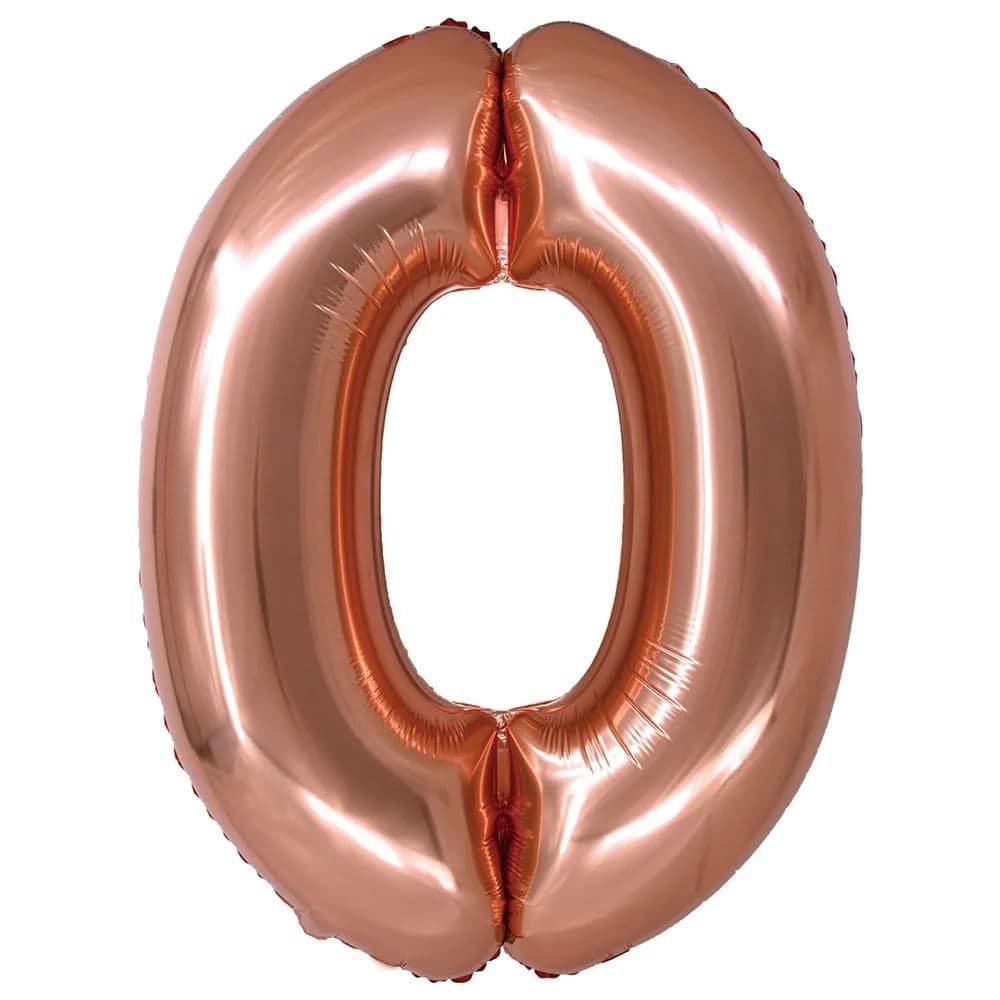 Balão Metalizado Número 0 Rose Gold 34" - Silver Plastic
