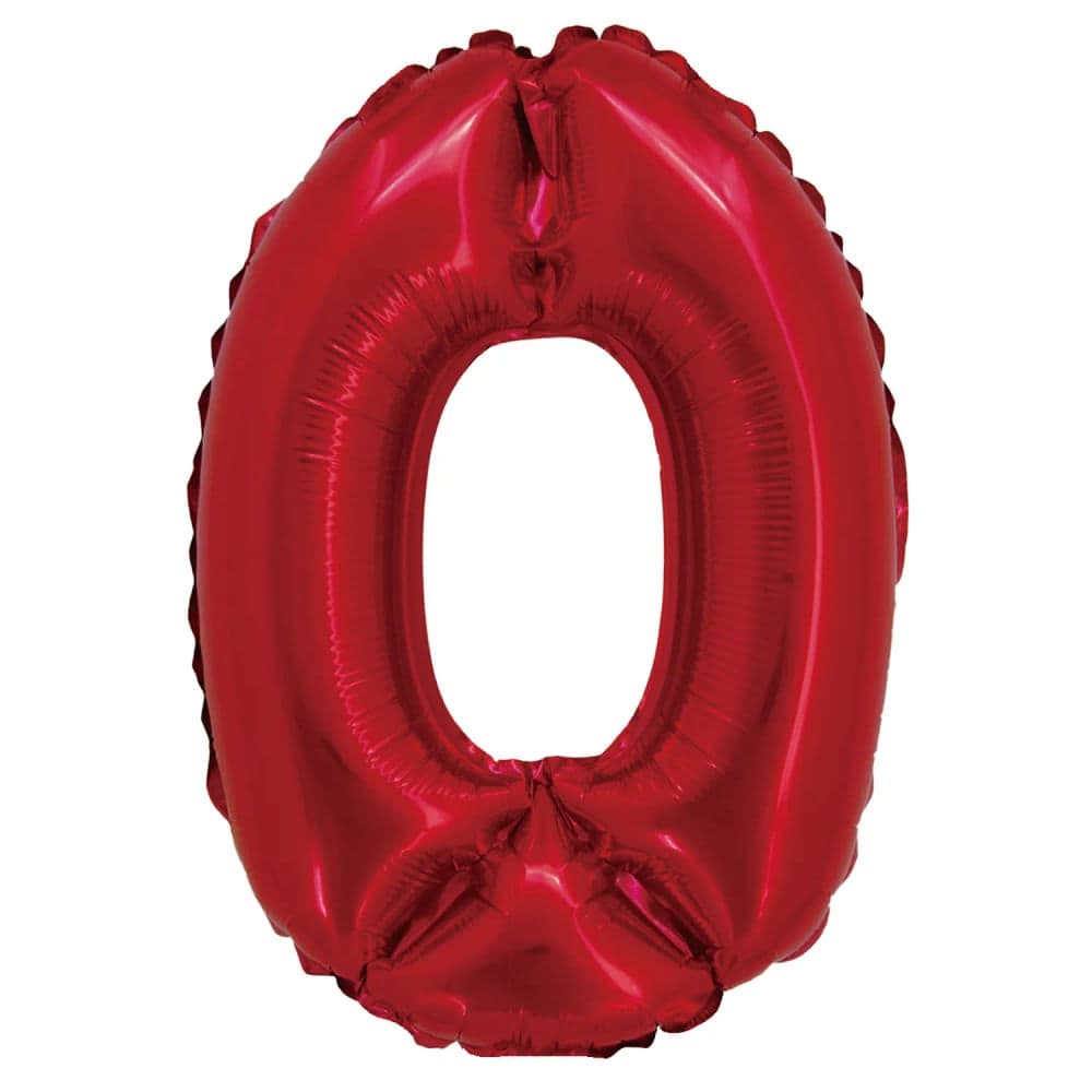 Balão Metalizado Número 0 Vermelho 20cm - Silver Plastic