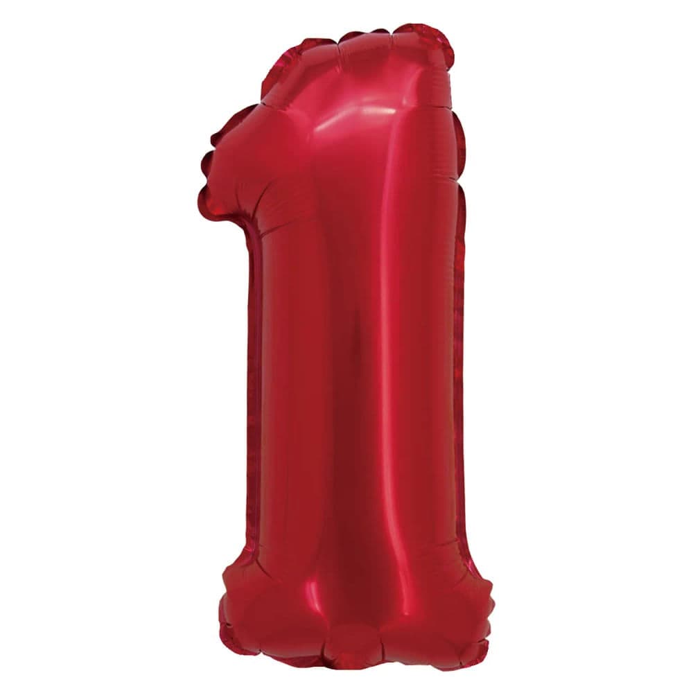 Balão Metalizado Número 1 Vermelho 20cm - Silver Plastic