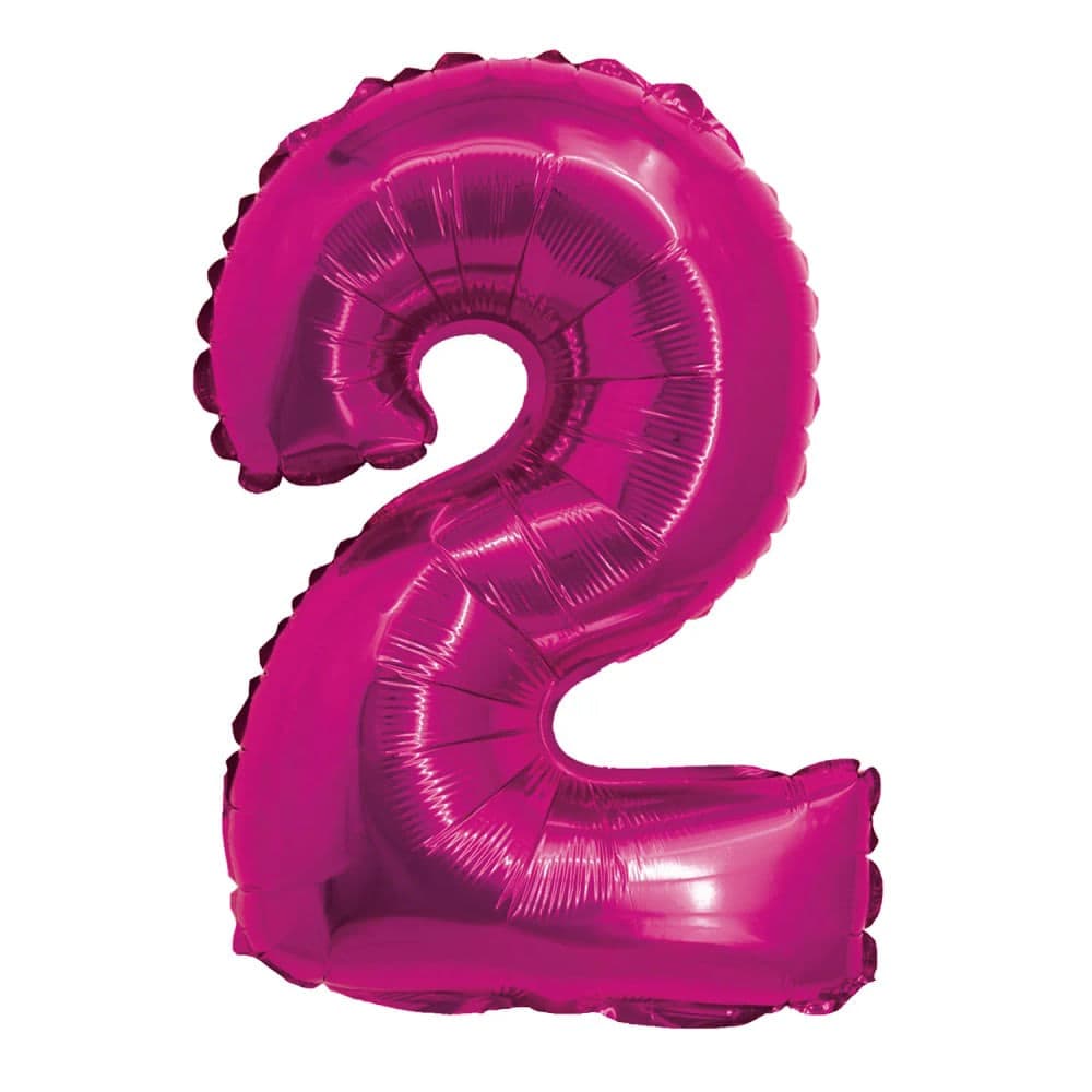 Balão Metalizado Número 2 Rosa 20cm - Silver Plastic