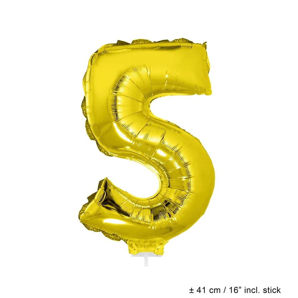 Balão Metalizado Número 5 Dourado 16" - Funny Fashion