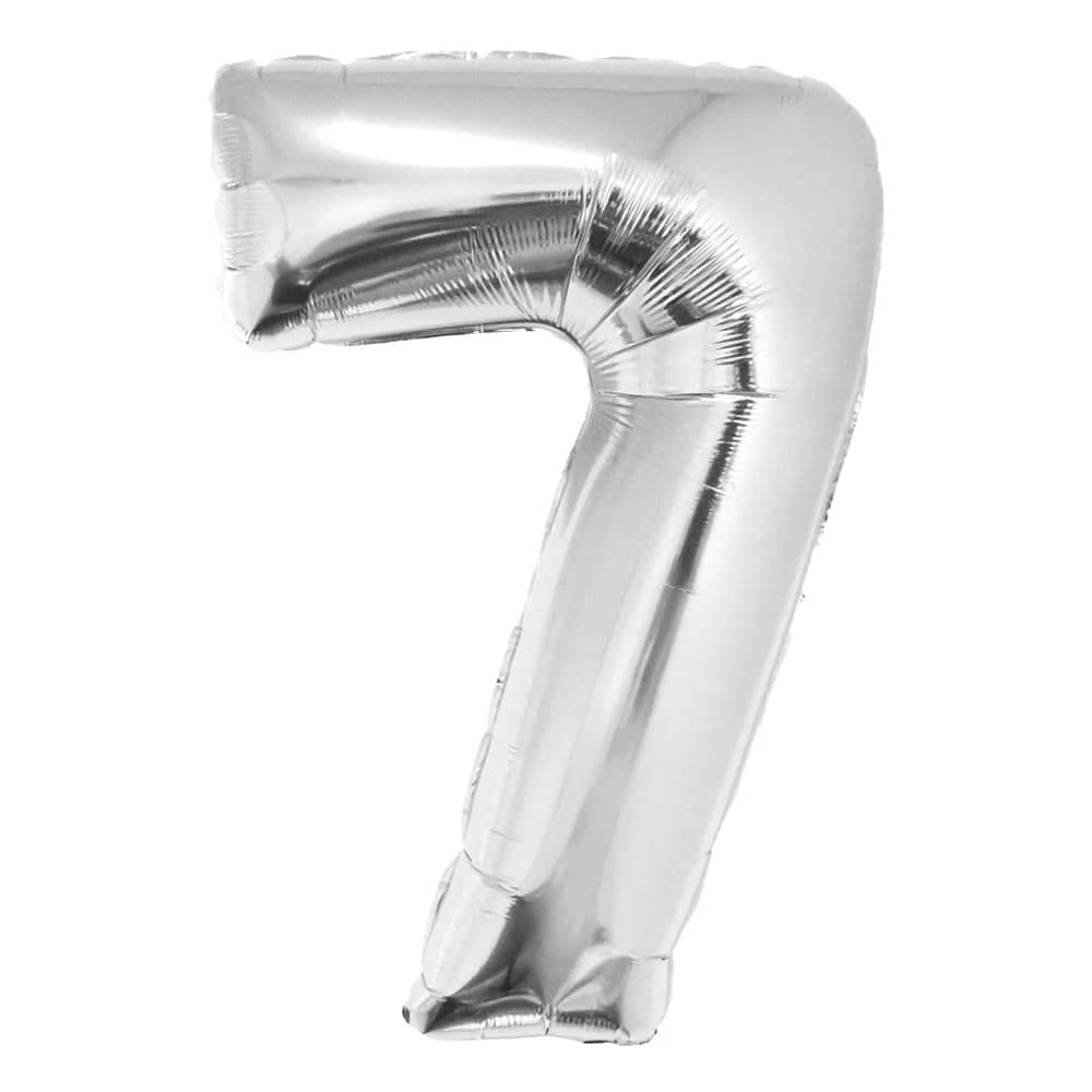 Balão Metalizado Número 7 Prata 34" - Silver Plastic