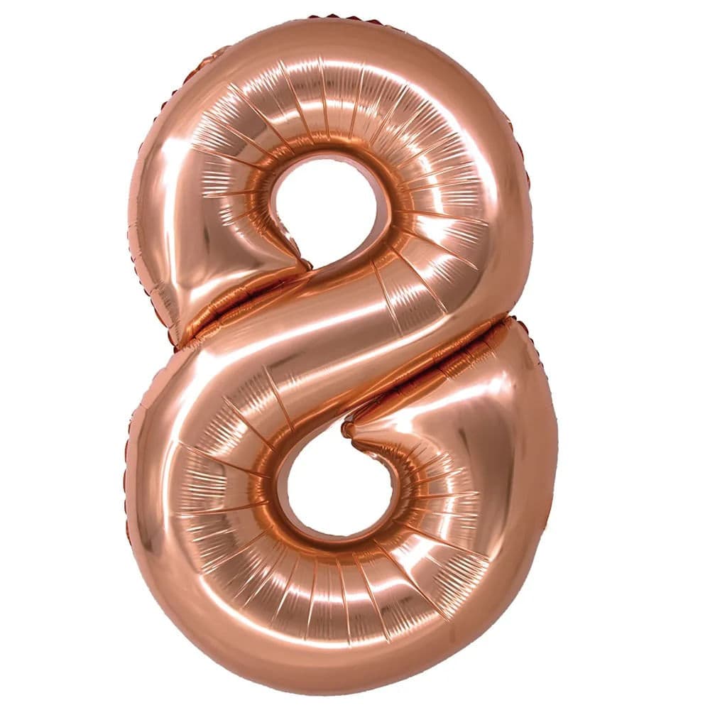 Balão Metalizado Número 8 Rose Gold 34 Polegadas - Silver Plastic