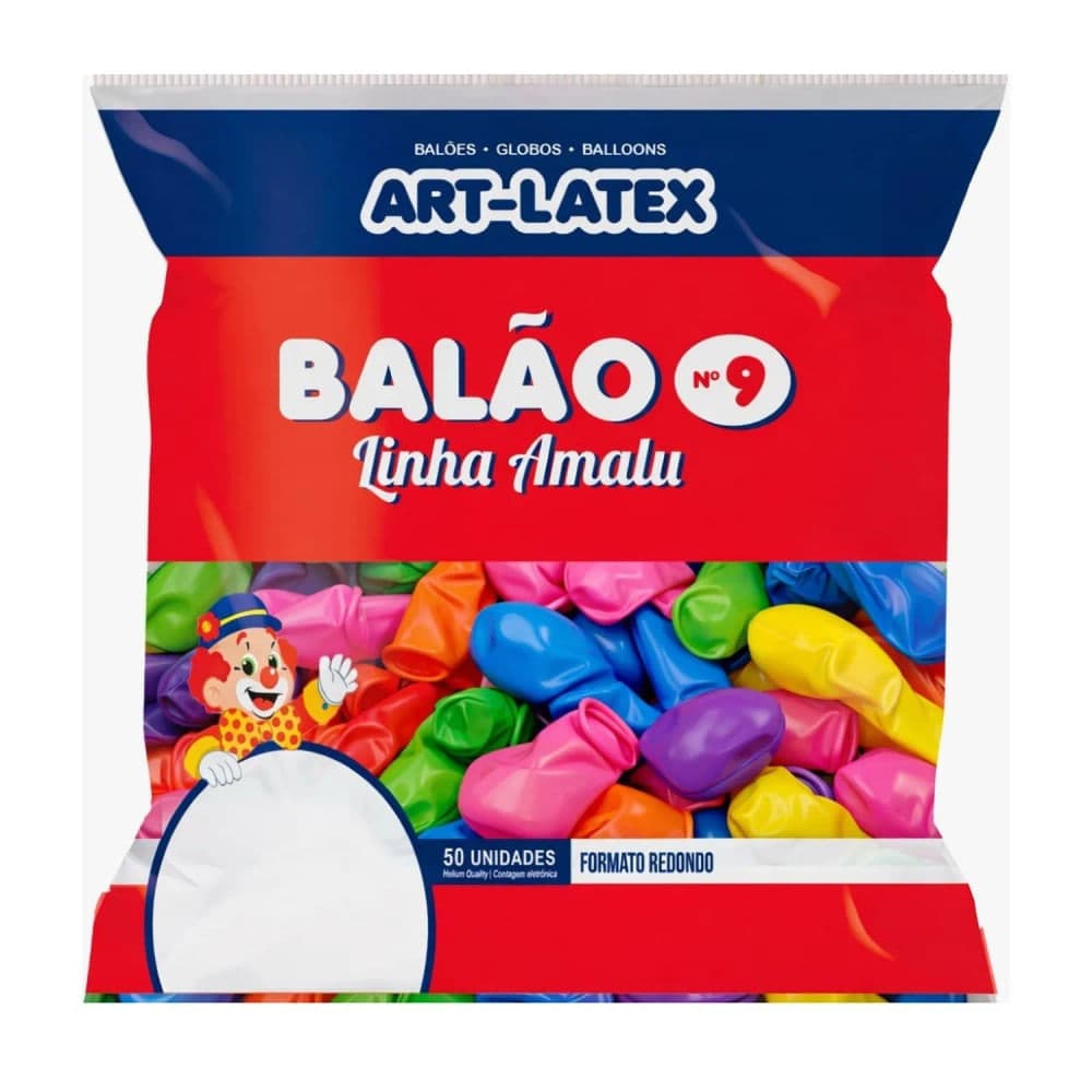 Balão Redondo 50 Unidades 9" Colorido Liso - Art Latex