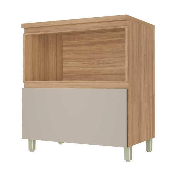 Balcão 1 Porta 70x91x52cm Madeira Nature e Greige Rainha Nesher